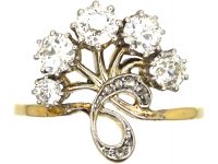 Art Nouveau 14ct Gold & Platinum, Diamond Giardinetti Ring
