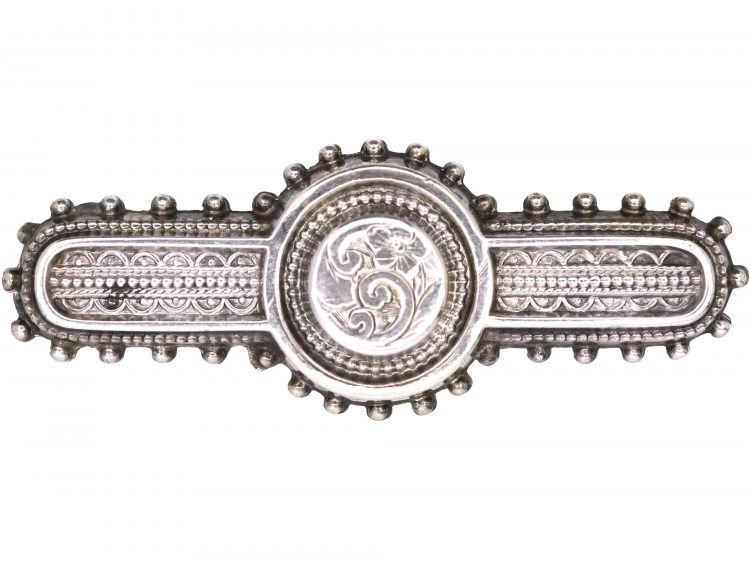 Victorian Silver Brooch with Flower Motif
