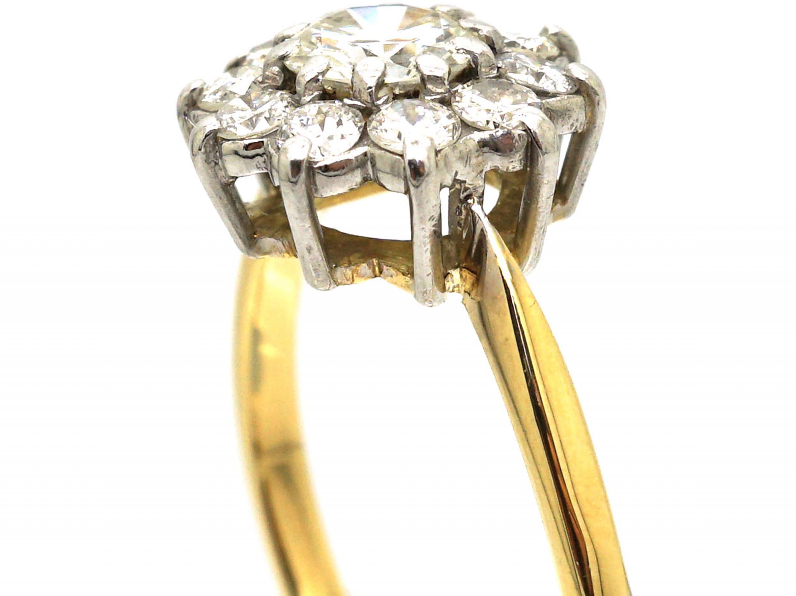 18ct Gold & Platinum, Diamond Daisy Cluster Ring (457S) | The Antique ...