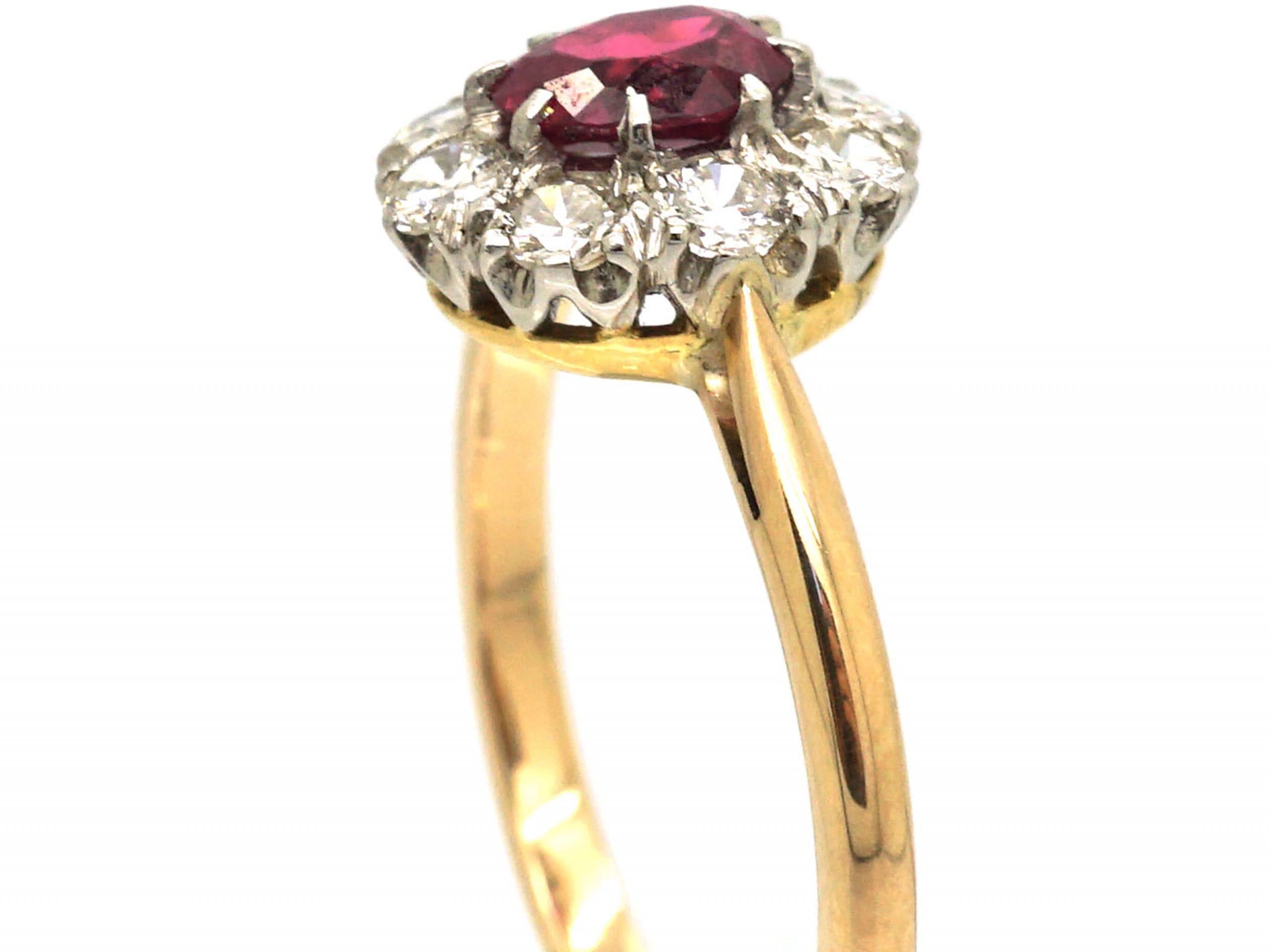 SOLDEdwardian Ruby and Diamond Flower Ring Silver18k c 1900  Bavier  Brook Antique Jewelry