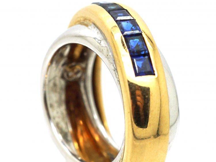 18ct Two Tone Gold and Sapphire Double Band Ring by Cartier