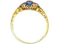 Edwardian 18ct Gold, Four Stone Sapphire & Diamond Cluster Ring