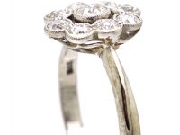Edwardian 18ct White Gold, Diamond Oval Cluster Ring