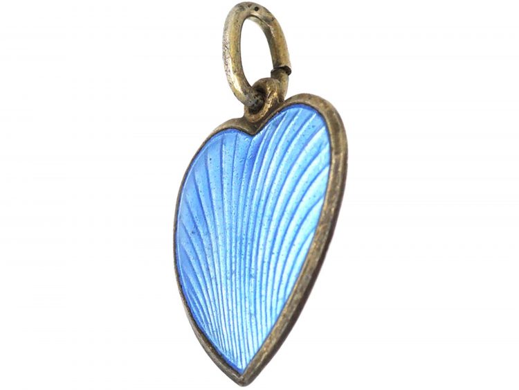 Silver & Blue Enamel Heart Shaped Pendant by Aksel Holmsen