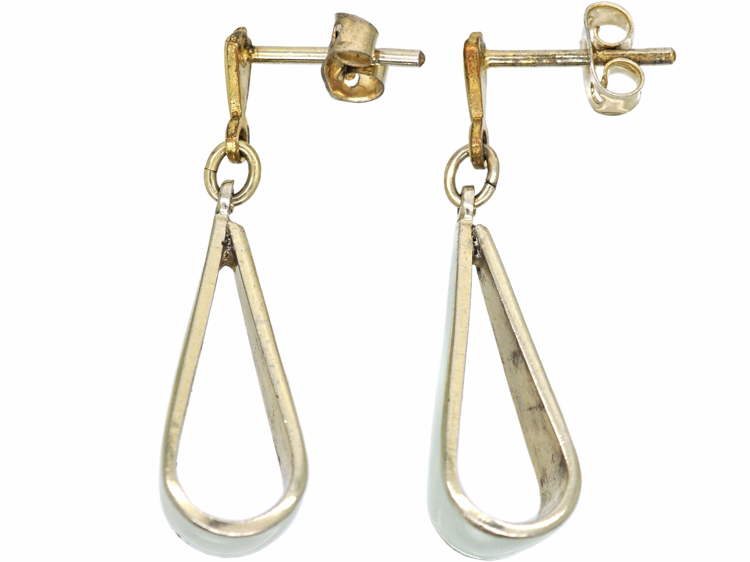 Norwegian Silver & White Enamel Hoop Drop Earrings (371S) | The Antique ...