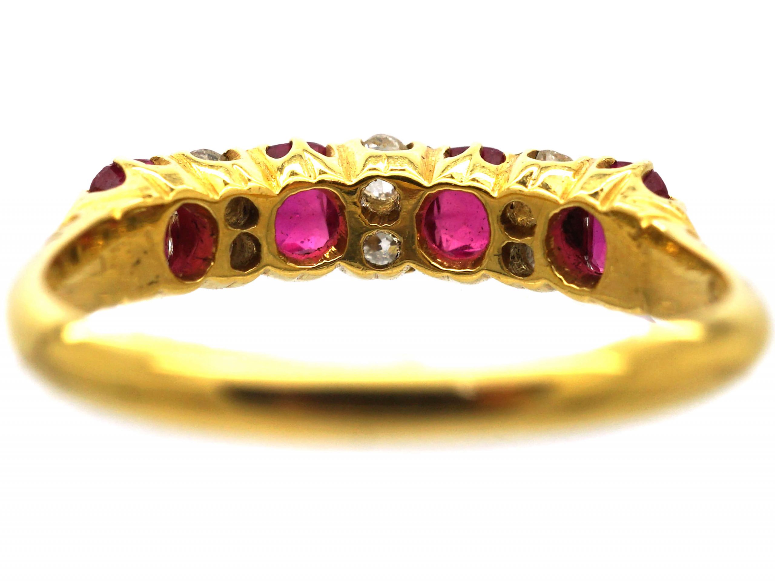 Edwardian 18ct Gold, Four Stone Ruby & Diamond Ring (450S) | The ...