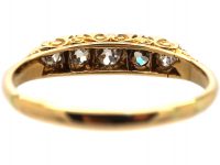 Edwardian 18ct Gold, Five Stone Diamond Carved Half Hoop Ring