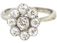 Edwardian 18ct White Gold, Diamond Oval Cluster Ring