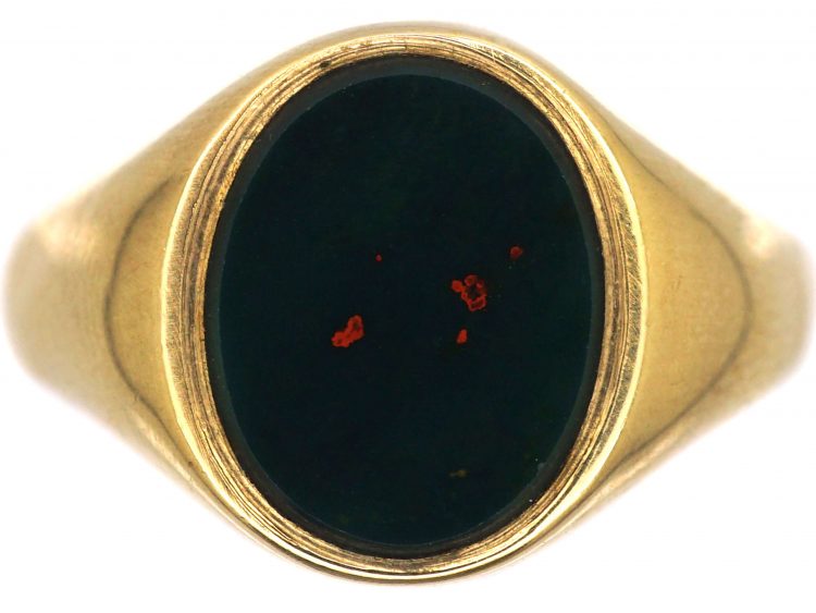 9ct Gold Signet Ring set with a Bloodstone