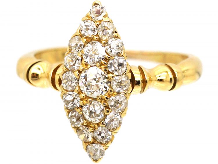 Victorian 18ct Gold Marquise Ring set with Diamonds