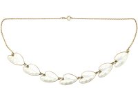 1950s White Enamel Lily Pad Necklace by Finn Jensen