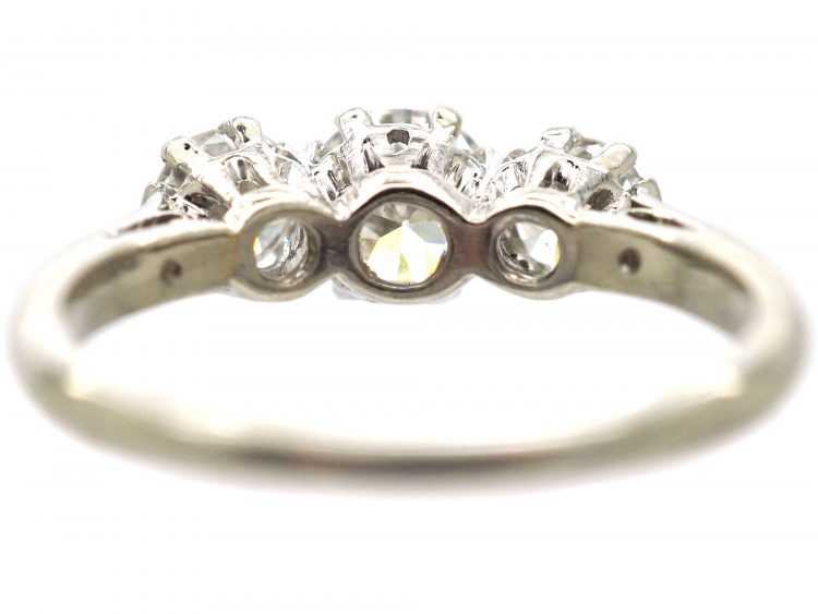 Art Deco Platinum, Three Stone Diamond Ring by Deakin & Francis