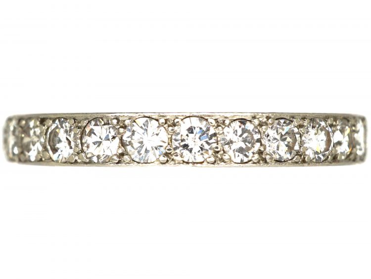 Art Deco Platinum & Diamond Eternity Ring with Incised Decoration on the Sides