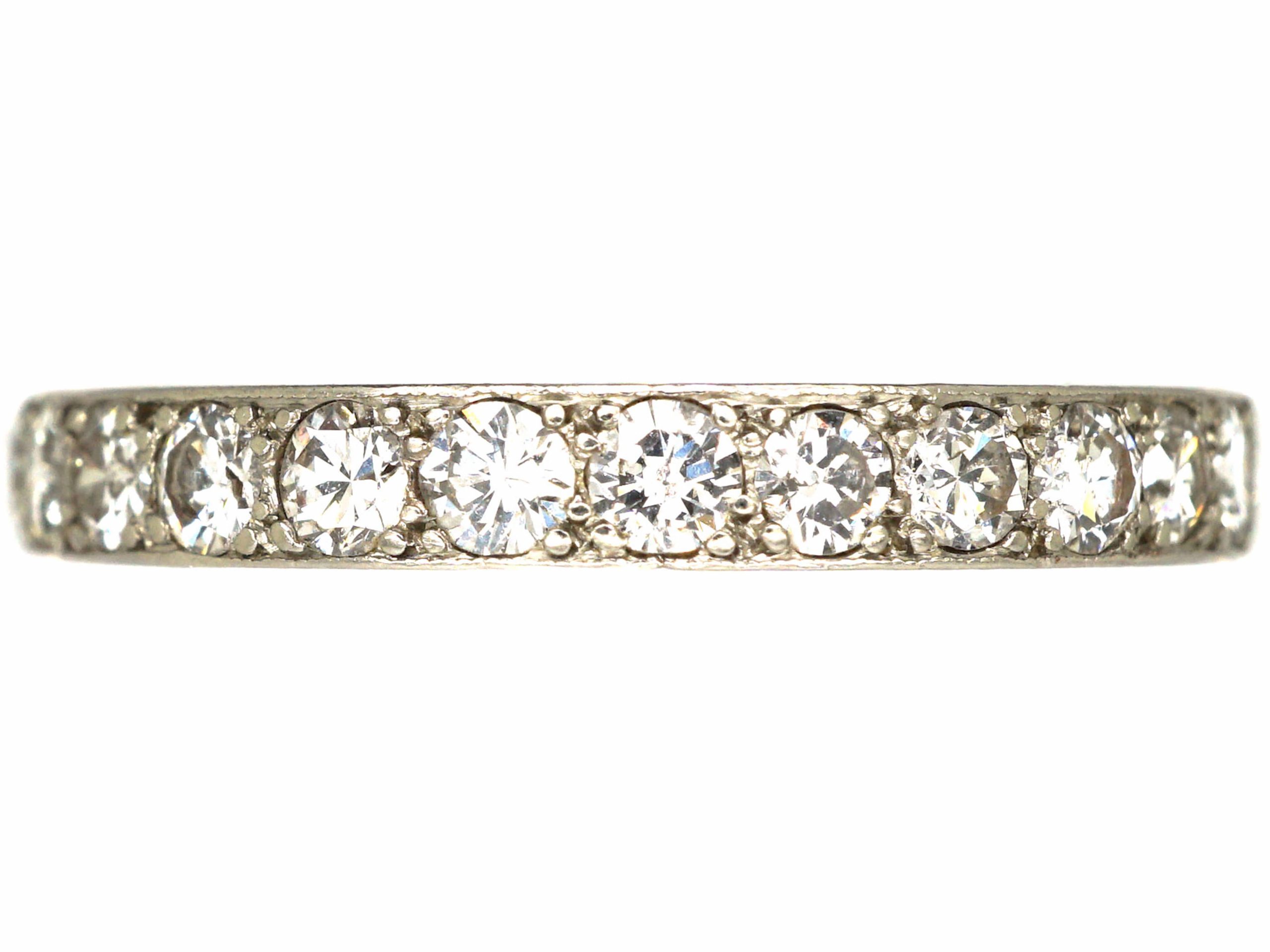 Art Deco Platinum & Diamond Eternity Ring with Incised Decoration on ...