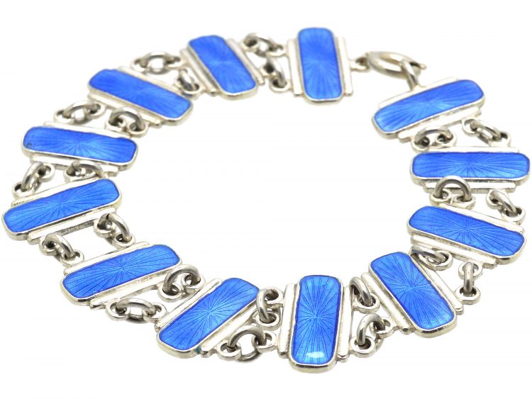 Mid 20th Century Silver & Blue Enamel Bracelet by Volmer Bahner