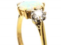 Early 20th Century 18ct Gold & Platinum, Three Stone Opal & Diamond Ring