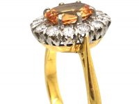 18ct Gold, Topaz & Diamond Oval Cluster Ring