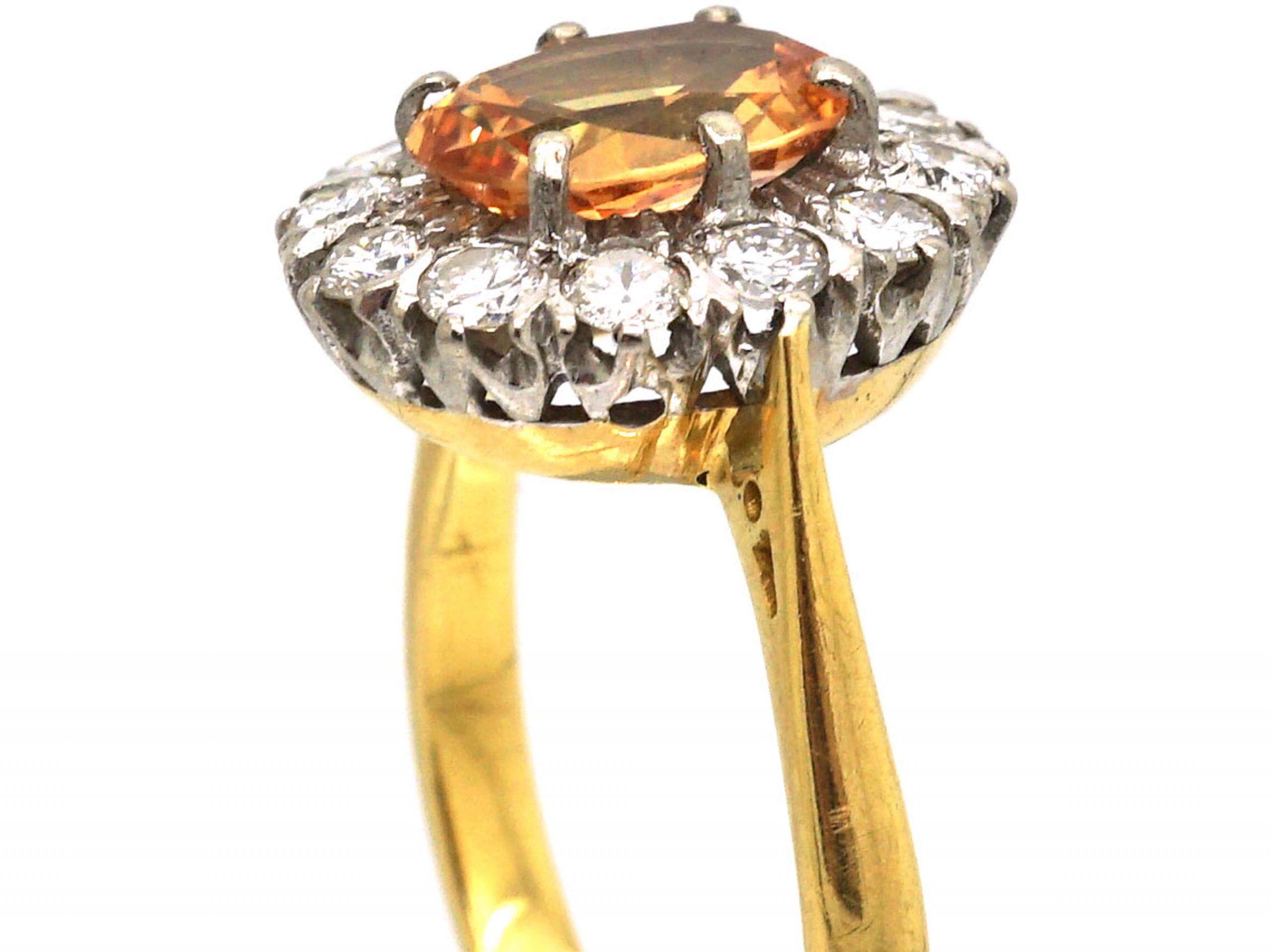 18ct Gold, Topaz & Diamond Oval Cluster Ring (509S) | The Antique ...