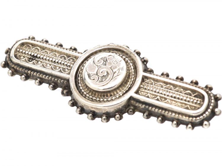 Victorian Silver Brooch with Flower Motif