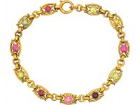 Edwardian 15ct Gold Harlequin Bracelet in Original Case set with Different Gemstones