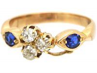 Edwardian 18ct Gold, Sapphire & Diamond Three Leaf Clover Ring