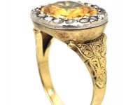 Georgian 15ct Gold, Foiled Topaz & Rose Diamond Ring
