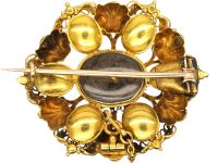 Regency 18ct Gold Brooch / Pendant set with Cabochon Garnets