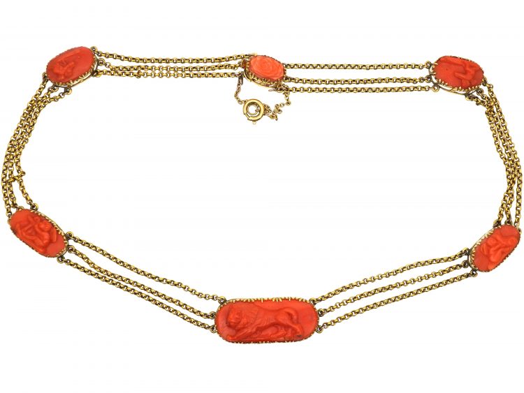 Red Bamboo Coral Necklace With Carved Coral Flo... - Folksy