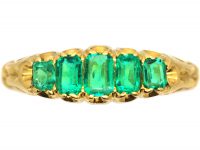 Victorian 18ct Gold Ring set with Five Graduated Emeralds