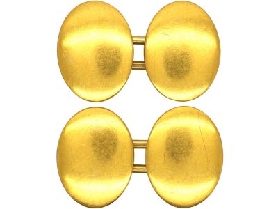 Victorian 18ct Gold Plain Oval Cufflinks