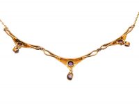 Art Nouveau 9ct Gold Necklace set with Amethysts