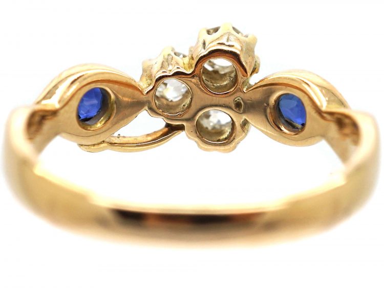 Edwardian 18ct Gold, Sapphire & Diamond Three Leaf Clover Ring