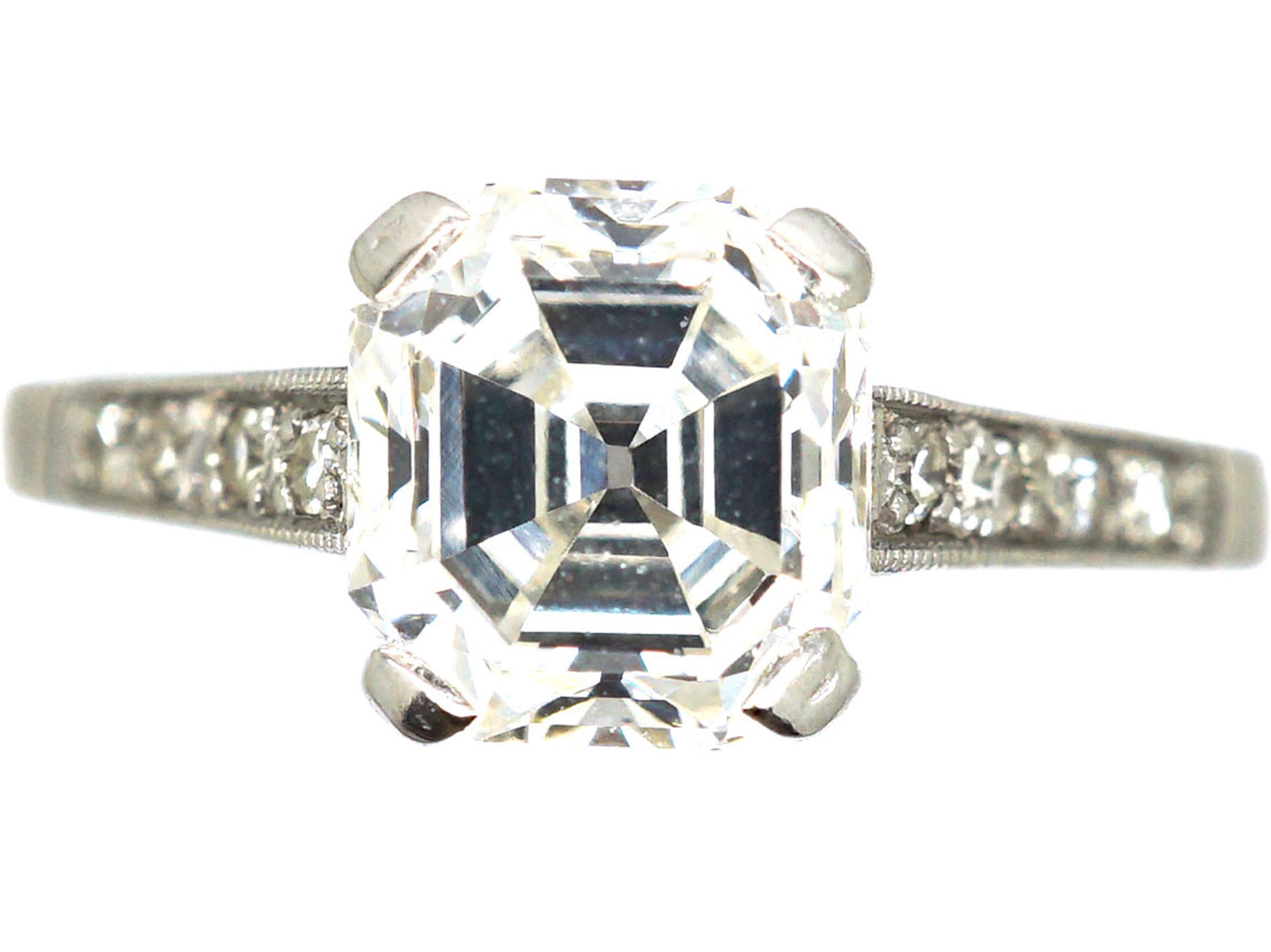 Vintage 3.33Ct Asscher Cut Lab-Created Diamond Art Deco Engagement Ring 14k  Gold | eBay