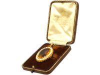 Victorian 15ct Gold, Natural Split Pearls & Citrine Brooch / Pendant in Original Case