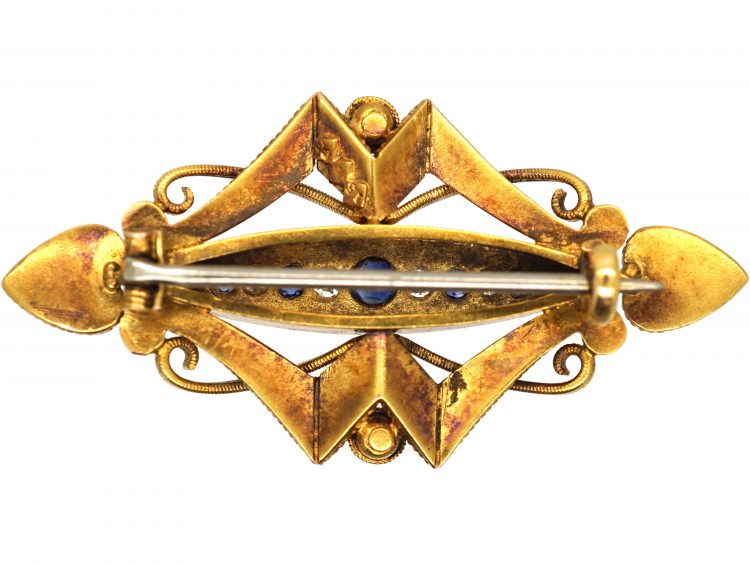 Victorian 15ct Gold, Sapphire & Diamond Brooch