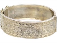 Victorian Silver Bangle with Engraved Fern Design