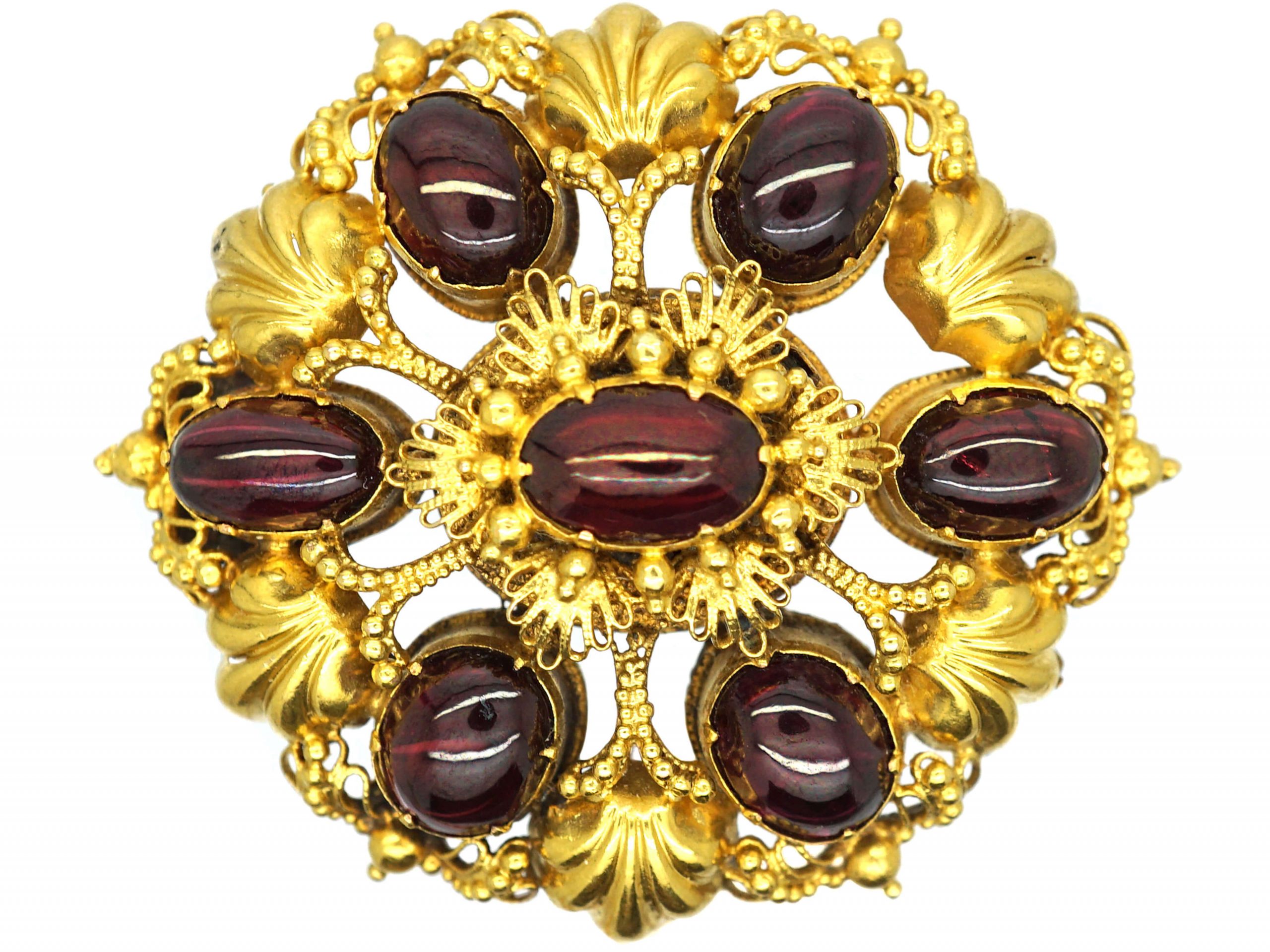 Victorian antique gold and garnet pin brooch (item #1421542)