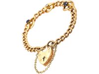 Edwardian 15ct Gold Bracelet set with Two Sapphires & a Diamond