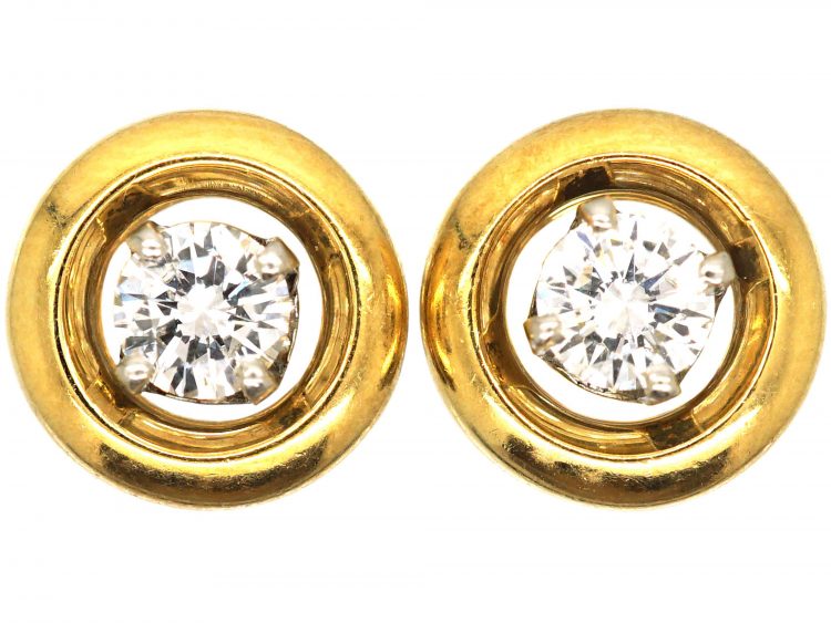 18ct Gold & Diamond Circle Earrings