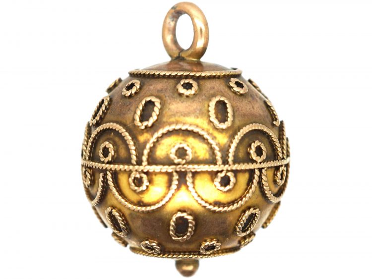 Victorian 15ct Gold Orb Pendant with Applied Gold Detail