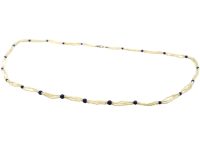 Edwardian Seed Pearl & Lapis Bead Necklace with 18ct White Gold Clasp