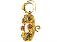 Georgian 18ct Gold Emerald & Ruby Locket Brooch & Pendant