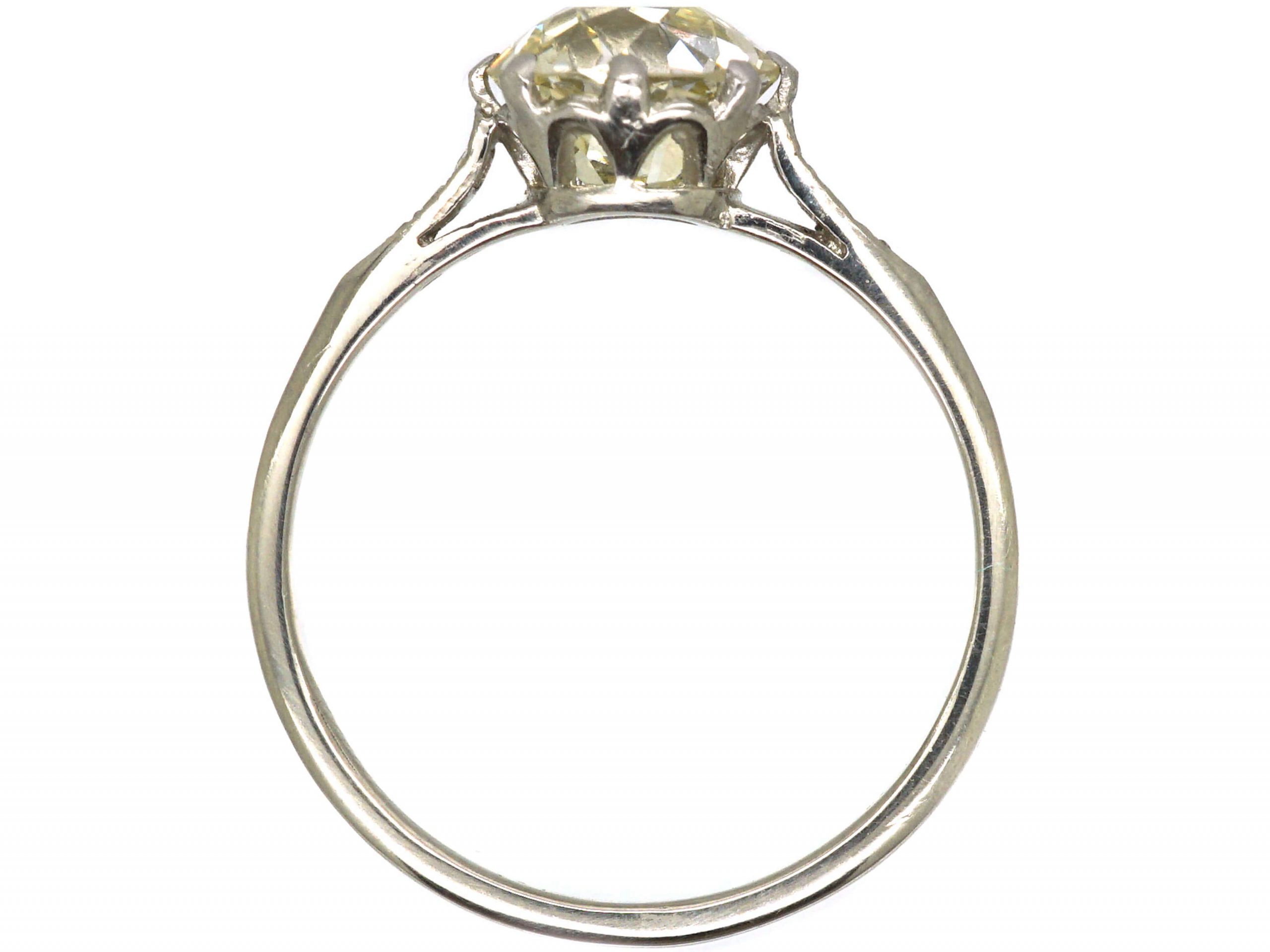 Art Deco Platinum, Solitaire Diamond Ring with Diamond Set Shoulders ...