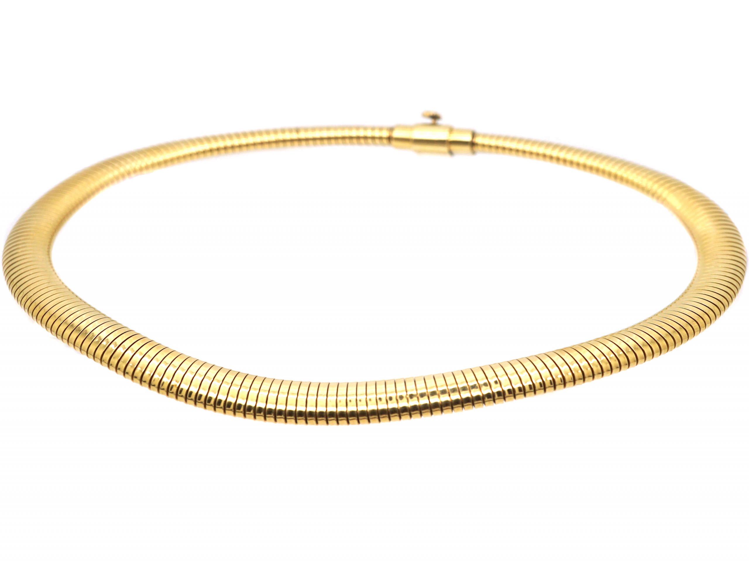 Retro 14ct Gold Tubo-Gas Collar (748R) | The Antique Jewellery Company