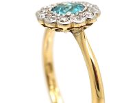 Edwardian 18ct & Platinum, Zircon & Diamond Cluster Ring