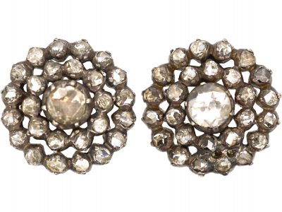 19th Century Rose Diamond Cluster Earrings