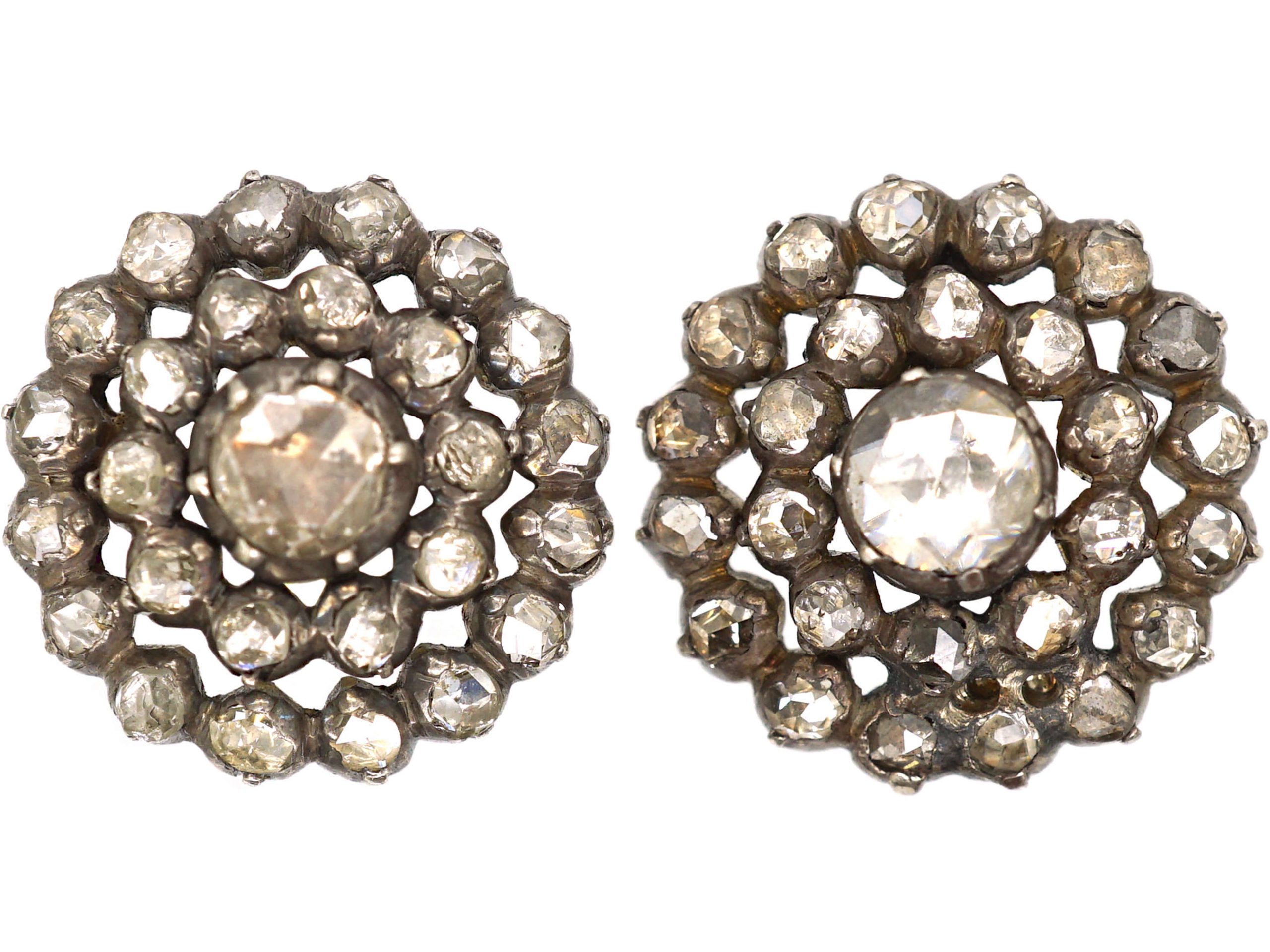 19th Century Rose Diamond Cluster Earrings (572S) | The Antique ...