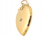 Edwardian 9ct Gold Back & Front Heart Shaped Locket set with a Rose Diamond