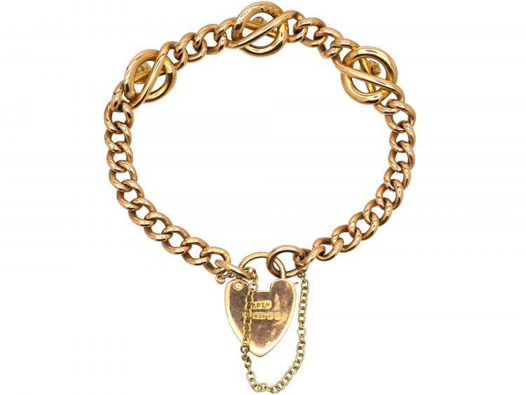 Edwardian 15ct Gold Bracelet set with Two Sapphires & a Diamond