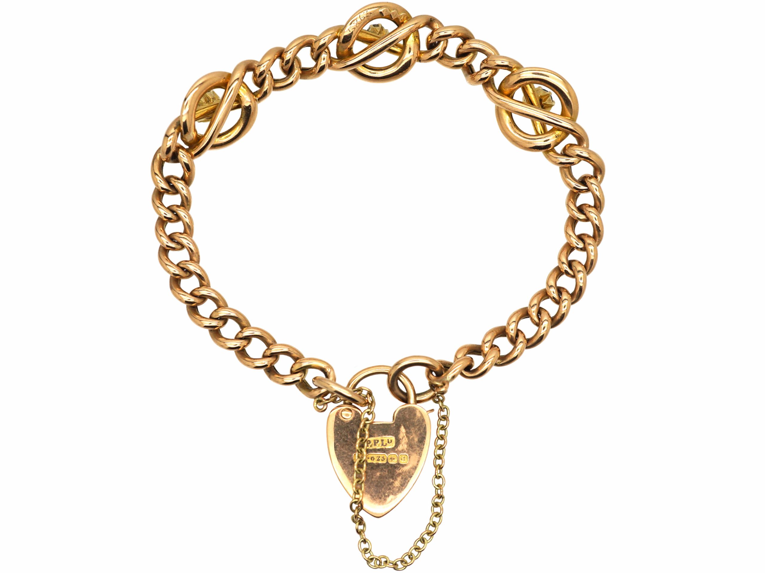 Edwardian 15ct Gold Bracelet set with Two Sapphires & a Diamond (515S ...